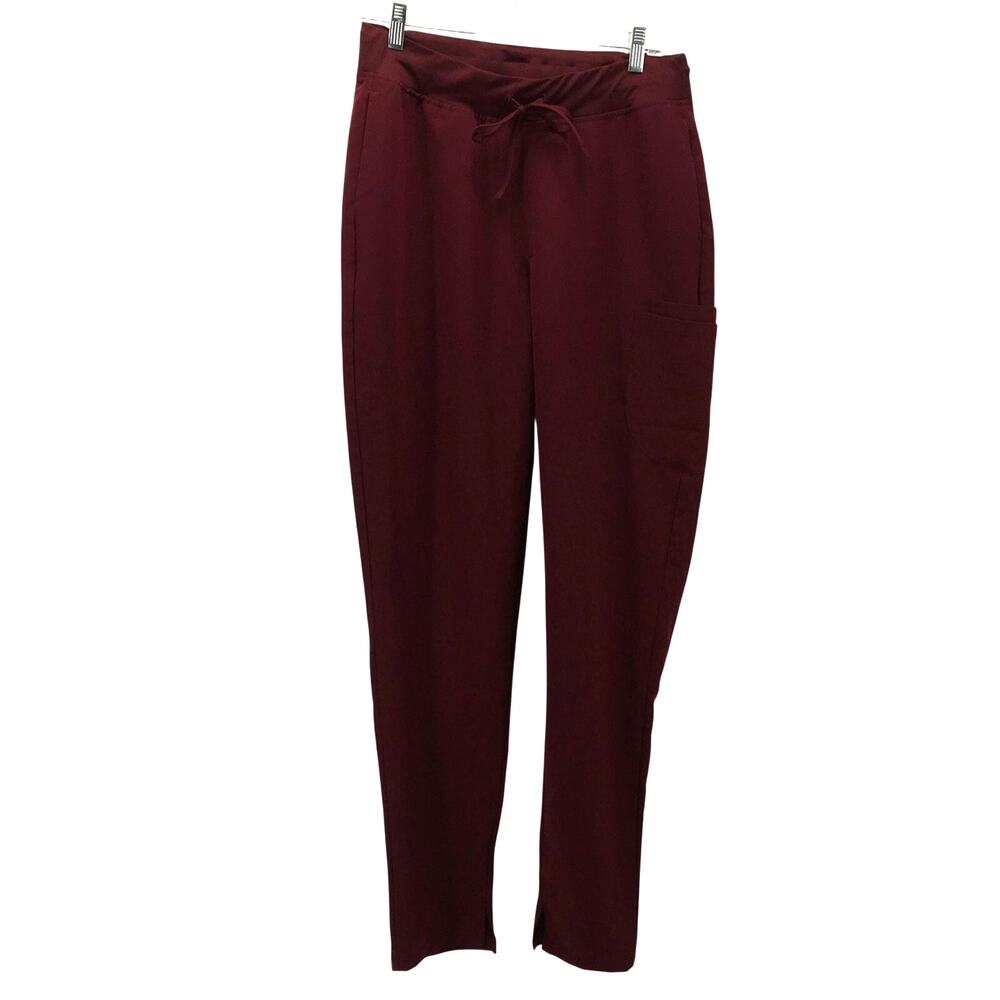 Mandala MidRise Straight Leg Cargo Scrub Pant Wine Burgundy Medium Tall Nursing